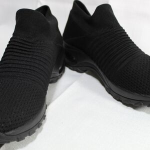 Women's Black Knit Slip-On Sneakers